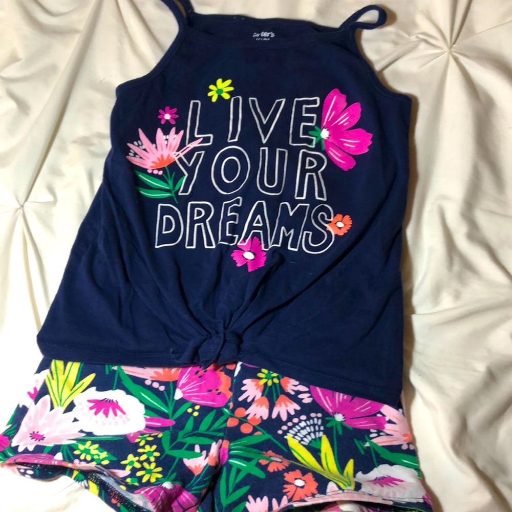 Carters girls size 6/6x outfit tank top and floral shorts
